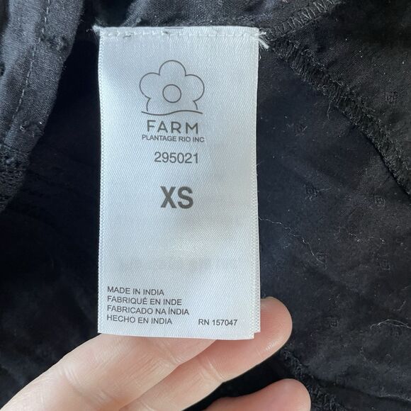 Farm Rio Blouse XS Black Romantic Swiss Dot Ruffle Button Up Victorian Boho - Picture 12 of 16